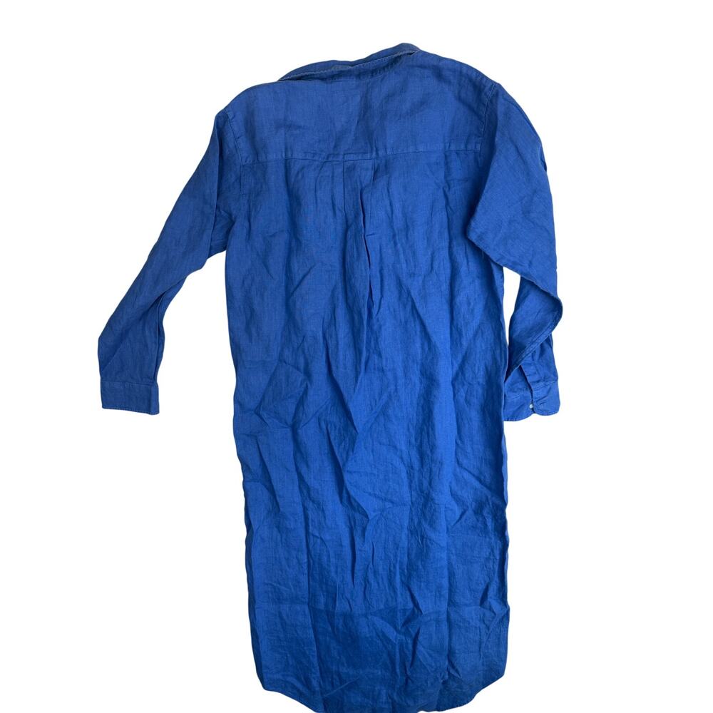 Frank & Eileen Rory Linen Maxi Dress Washed Cabo Blue Button Minimlist S - Picture 4 of 4
